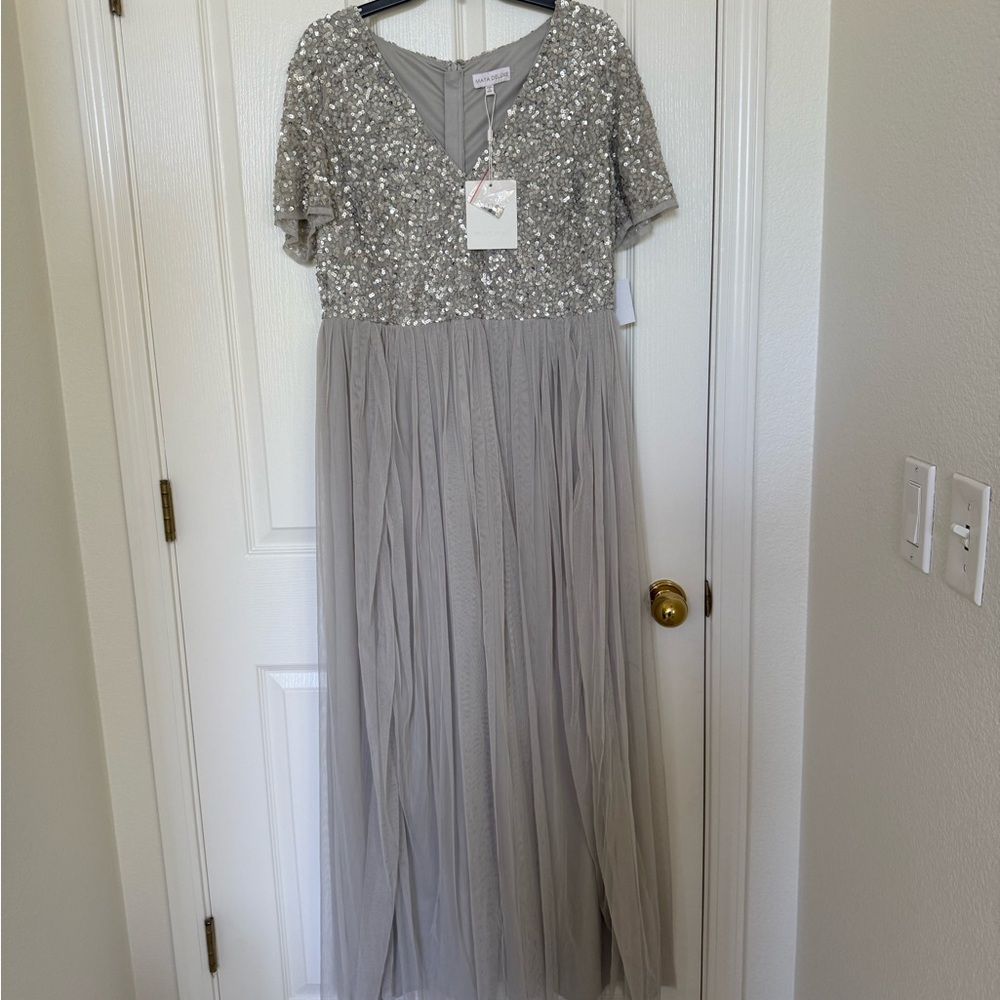 Maya Silver Sequin Bridesmaid Dress